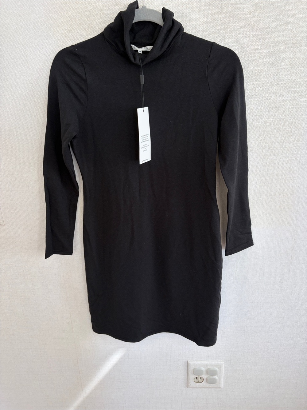 Emerson Fry Black Long-Sleeve Turtleneck Mini Dress